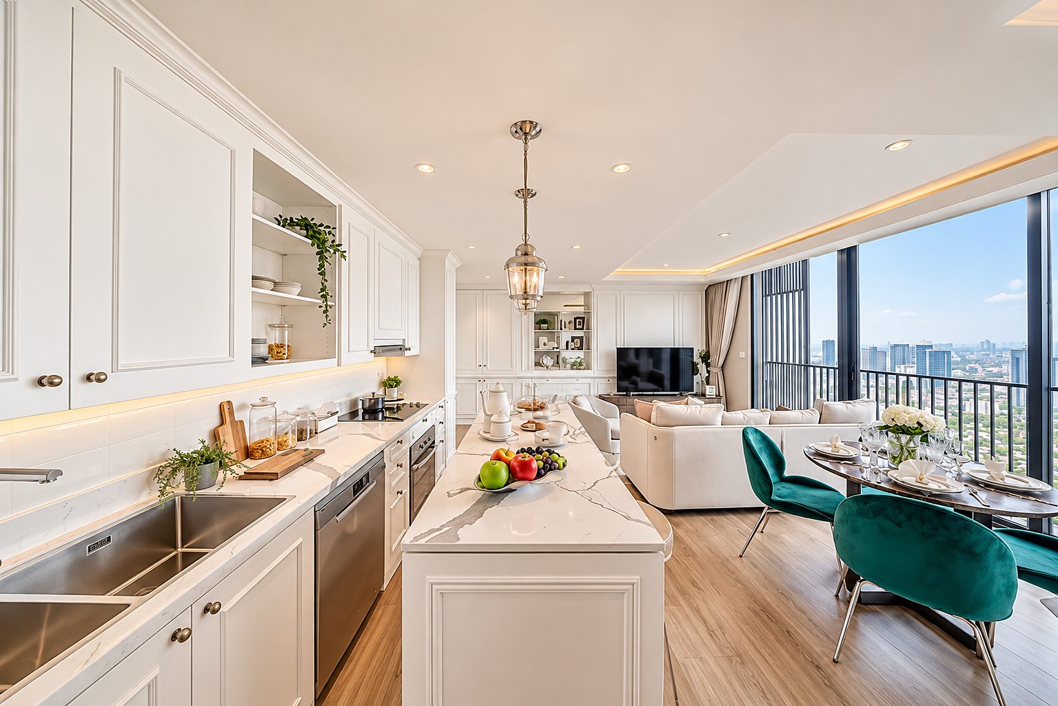 C Ekkamai: Kitchen and living area