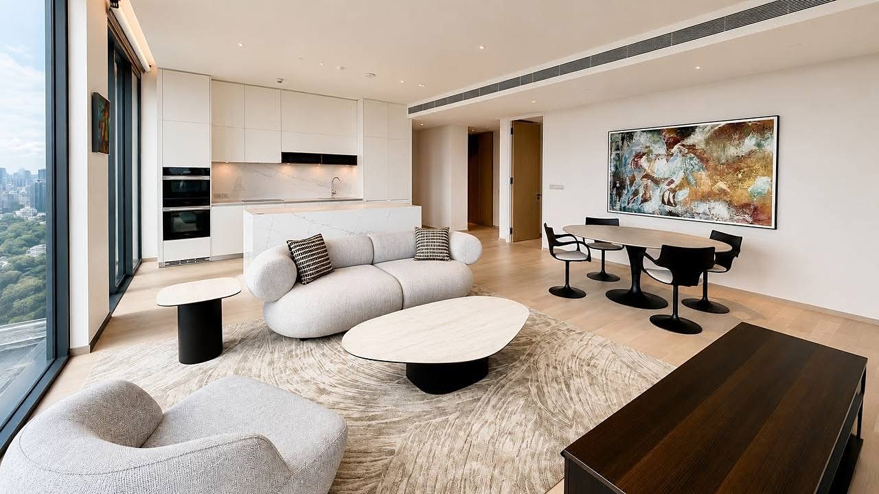 EIGHTEEN SEVEN (One Bangkok): Living area and kitchen